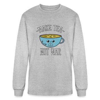 Make Tea not War Shirt Cute Tea Cup Pacifist - Men's Long Sleeve T-Shirt - heather gray - Front