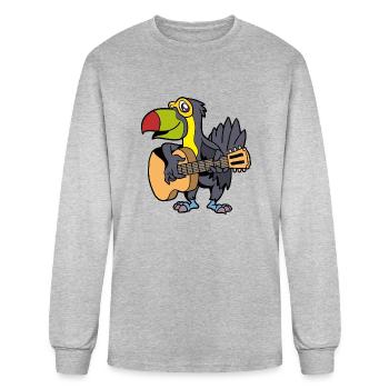 Comic Toucan Playing Guitar - Men's Long Sleeve T-Shirt - heather gray - Front