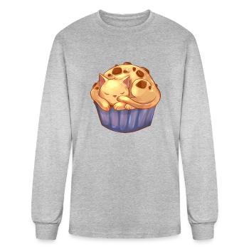 Chocolate Chip Muffin Cat - Men's Long Sleeve T-Shirt - heather gray - Front