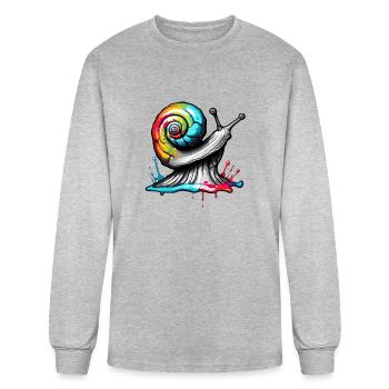 Snail / Animal / Slimy / Meadow / Grass / Pet - Men's Long Sleeve T-Shirt - heather gray - Front