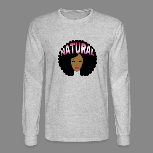 Natural Afro (Pink) - Men's Long Sleeve T-Shirt
