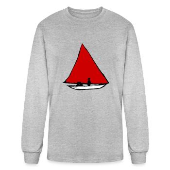 Voilier rouge | Lac Sea Atlantique - T-shirt à manches longues Homme - gris chiné - Devant