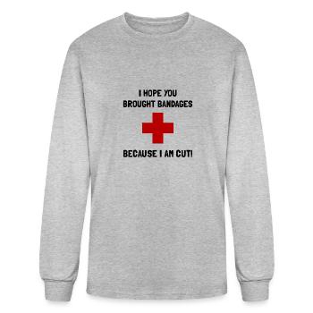 Bandages Cut Funny - Men's Long Sleeve T-Shirt - heather gray - Front
