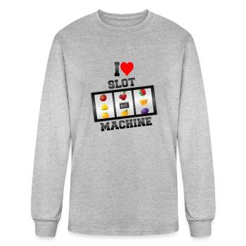 I Love Slot machine - Men's Long Sleeve T-Shirt - heather gray - Front