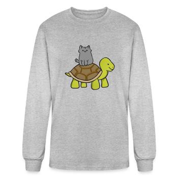 source Cat Riding Turtle for Cat Riding Fan - Men's Long Sleeve T-Shirt - heather gray - Front