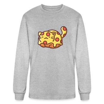 Pepperoni Pizza Pocket Cat - Men's Long Sleeve T-Shirt - heather gray - Front