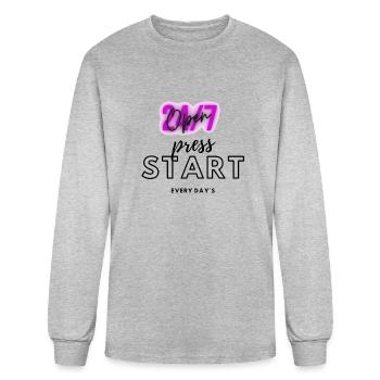 Press Start - Men's Long Sleeve T-Shirt - heather gray - Front
