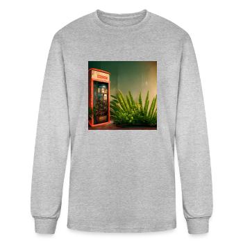 Telephone booth with plants - Men's Long Sleeve T-Shirt - heather gray - Front