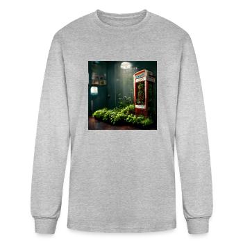 Telephone booth with plants - Men's Long Sleeve T-Shirt - heather gray - Front