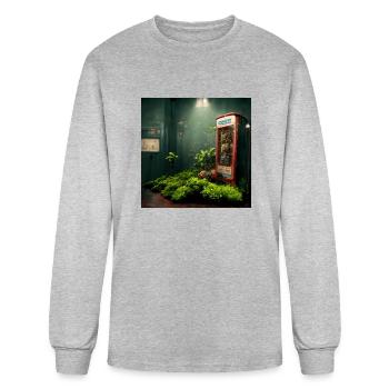 Telephone booth with plants - Men's Long Sleeve T-Shirt - heather gray - Front