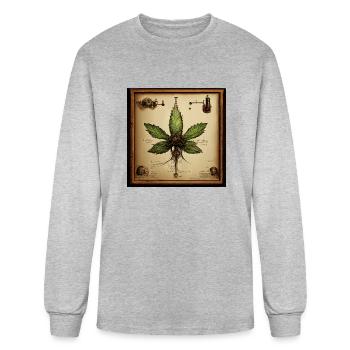 Cannabis leaf leonard da vinci slketch - Men's Long Sleeve T-Shirt - heather gray - Front