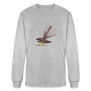 Fantail Cute Vector NZ bird - Men's Long Sleeve T-Shirt - heather gray - Front