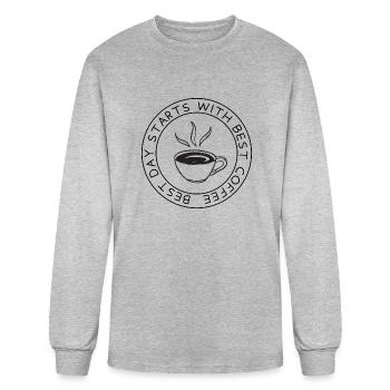 The best day start with best coffee - Men's Long Sleeve T-Shirt - heather gray - Front