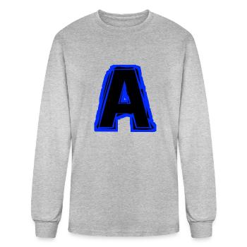 A (initial-blue) - Men's Long Sleeve T-Shirt - heather gray - Front