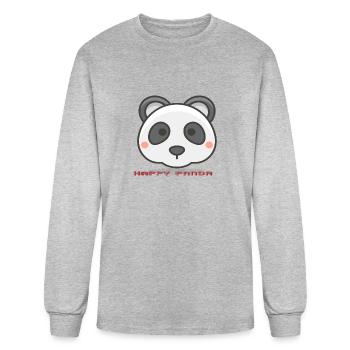 Happy panda with image - Men's Long Sleeve T-Shirt - heather gray - Front