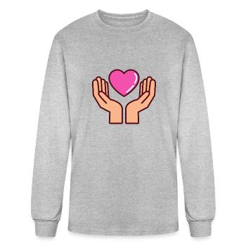 Heart slogan - Men's Long Sleeve T-Shirt - heather gray - Front