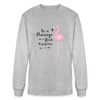 Be a Flamingo in a flock of Pigeons - Men's Long Sleeve T-Shirt - heather gray - Front