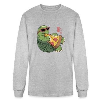 Pizza Turtle - Men's Long Sleeve T-Shirt - heather gray - Front