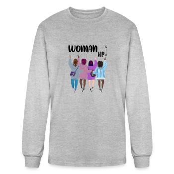 woman up - Men's Long Sleeve T-Shirt - heather gray - Front