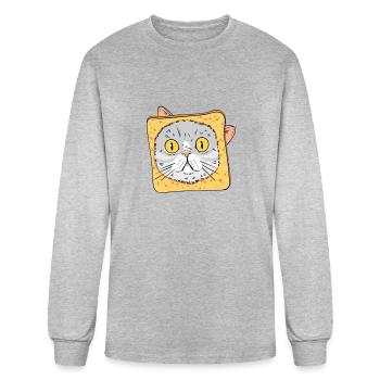 Bread kitty - Men's Long Sleeve T-Shirt - heather gray - Front
