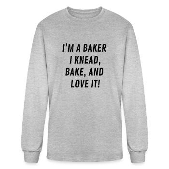 Baker slogan - Men's Long Sleeve T-Shirt - heather gray - Front
