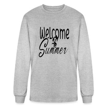 Bienvenue été - T-shirt à manches longues Homme - gris chiné - Devant