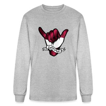 Latvia Shaka - Men's Long Sleeve T-Shirt - heather gray - Front