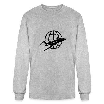 private jet jetsetter globetrotter - Men's Long Sleeve T-Shirt - heather gray - Front