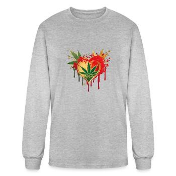 Cœur Reggae - T-shirt à manches longues Homme - gris chiné - Devant