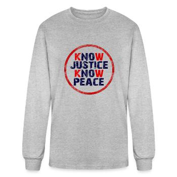 Know Justice Know Peace Black Lives Matter - Men's Long Sleeve T-Shirt - heather gray - Front