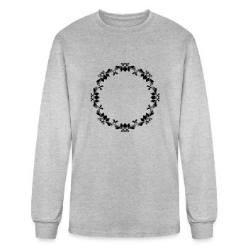Cadre de fleurs Clipart Noir Et Blanc - T-shirt à manches longues Homme - gris chiné - Devant