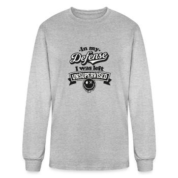In my defense - Men's Long Sleeve T-Shirt - heather gray - Front