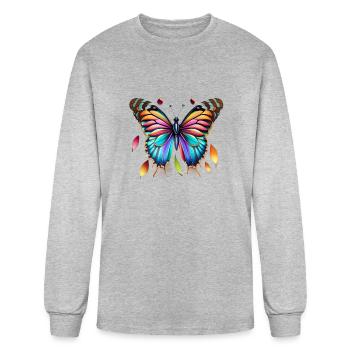 Colorful artistic butterfly - Men's Long Sleeve T-Shirt - heather gray - Front
