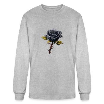 Black rose with thorns - Men's Long Sleeve T-Shirt - heather gray - Front