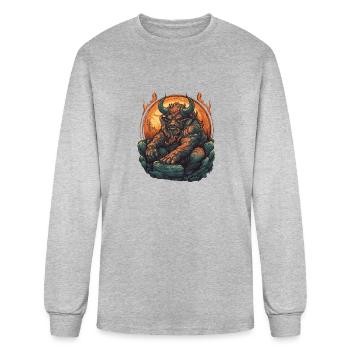 A mythical creature Minotaur - Men's Long Sleeve T-Shirt - heather gray - Front