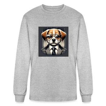 cute dresses dog - Men's Long Sleeve T-Shirt - heather gray - Front