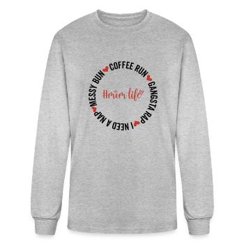 Messy Bun Coffee Run Gangsta Rap I Need A Nap Mom - Men's Long Sleeve T-Shirt - heather gray - Front