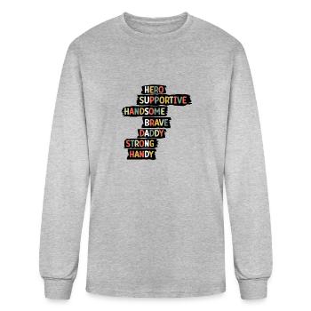 hero supportive handsome brave daddy strong handy - Men's Long Sleeve T-Shirt - heather gray - Front