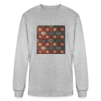 Rouille vintage, terre cuite et bleu - T-shirt à manches longues Homme - gris chiné - Devant