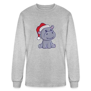 hippo claus - Men's Long Sleeve T-Shirt - heather gray - Front