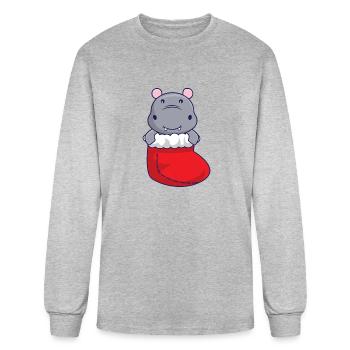 Sock in Hippo - Men's Long Sleeve T-Shirt - heather gray - Front