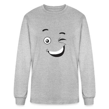 happy face with wink - Men's Long Sleeve T-Shirt - heather gray - Front