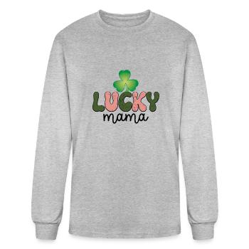 Lucky Mama - Men's Long Sleeve T-Shirt - heather gray - Front