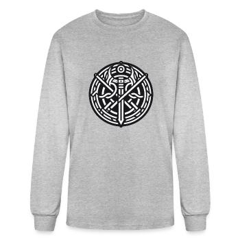 Ancient Viking Symbols Celtic Gaelic Version 5 - Men's Long Sleeve T-Shirt - heather gray - Front