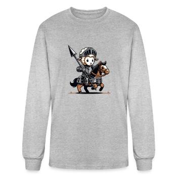 Woolen Warrior: The Sheep Knight - Men's Long Sleeve T-Shirt - heather gray - Front