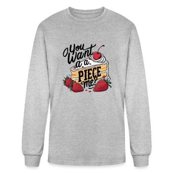 Cake You want a piece of me - Men's Long Sleeve T-Shirt - heather gray - Front