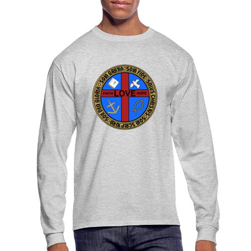 Five Solas Faith Hope Love Shirt–Christian Symbols - Men's Long Sleeve T-Shirt
