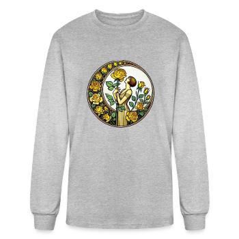 Rose jaune - T-shirt à manches longues Homme - gris chiné - Devant