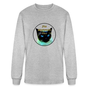 Siamese Cat, I'm Watching You - Men's Long Sleeve T-Shirt - heather gray - Front