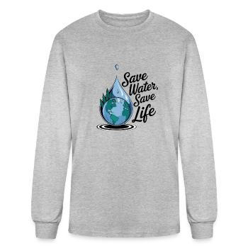 a large water droplet encasing planet Earth - Men's Long Sleeve T-Shirt - heather gray - Front